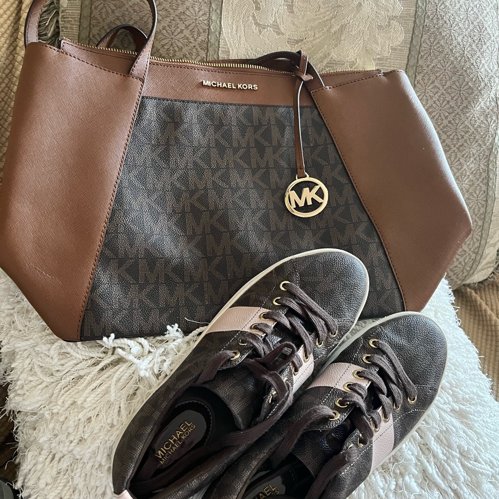 Michael Kors Brown and Black Tote with Sneakers